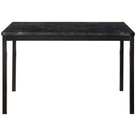 1pc Dining Table Black Faux Marble Top Casual Dining Room Furniture Metal Frame