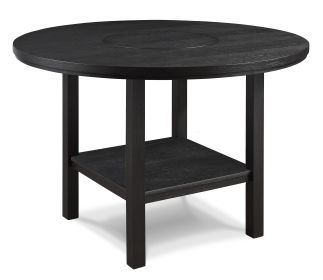 1pc Contemporary Transitional Style Counter Height Round Dining Table w Lazy Susan Charcoal Finish Dining Room Solid Wood Wooden Furniture