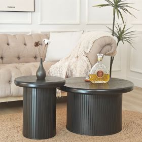 Modern Round Coffee Table Set â€“ Dual Table Combination with Unique Fluted Table Leg Design, Stylish Living Room Furniture