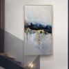 Handmade Gold Foil Abstract Oil Painting Top Selling Wall Art Modern Blue Color Picture Canvas Home Decor For Living Room No Frame - 50x100cm