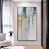 Handmade Gold Foil Abstract Oil Painting Top Selling Wall Art Modern Blue Color Picture Canvas Home Decor For Living Room No Frame - 40x80cm