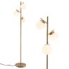 3-Globe Floor Lamp with Foot Switch and Bulb Bases - Golden