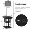 Floor Lamp Bedside Desk with USB Charging Ports Shelves - black