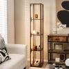 64 Inch Floor Lamp with 3-Level Dimmable LED Bulbs and Rotatable LED Poles - Walnut