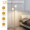 3-Globe Floor Lamp with Foot Switch and Bulb Bases - Golden