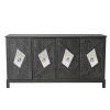 Modern 4-Door Cabinet with Mirrored Decorative Doors,for Bedroom,Living Room,Office,Easy Assembly - Grey