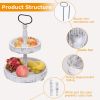 2 Tier Serving Tray Round Farmhouse Kitchen Table Tray Stand Food Fruits Cupcake Display Coffee Countertop Tray - White