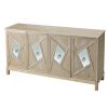 Modern 4-Door Cabinet with Mirrored Decorative Doors,for Bedroom,Living Room,Office,Easy Assembly - Wood