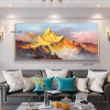 Gold Mountain Oil Painting on Canvas Original Blue Sky Painting Gold Wall Art Abstract Landscape Decor Wall Art Home Decor - 90X120cm