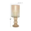 DecMode Gold Glass Handmade Turned Style Pillar Hurricane Lamp with Faux Mercury Glass Finish - DecMode