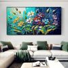 Handmade Oil Painting Canvas Wall Art Decor Original Colorful Blooming Flower painting Abstract Floral Painting for Home Decor - 100X150cm