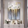 Foil golden flowers hand painted oil painting on canvas abstract large painting wall picture for home office decor - 50x70cm