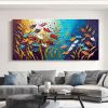 Handmade Oil Painting Canvas Wall Art Decor Original Colorful Blooming Flower painting Abstract Floral Painting for Home Decor - 50X100cm