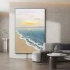 Hand painted oil painting sunrise seascape sailboat home decoration wall art canvas hanging painting - 60x90cm