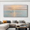 Artist Handpainted Modern Canvas Oil Painting Interior Home Decoration Painting Morning Sea Art Painting Rimless - 40x80cm