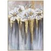 Foil golden flowers hand painted oil painting on canvas abstract large painting wall picture for home office decor - 60x90cm