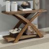 Transitional 1pc Sofa Table Occasional Tables Plank Style Top Antique Light Oak Open Bottom Shelf - as Pic