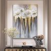 Foil golden flowers hand painted oil painting on canvas abstract large painting wall picture for home office decor - 90x120cm