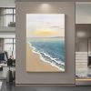 Hand painted oil painting sunrise seascape sailboat home decoration wall art canvas hanging painting - 50x70cm