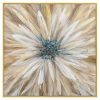 Abstract Golden White Flowers Hand Painted Oil Painting On Canvas Art Wall Pictures Painting For Living Room Home Decor Gift - 120x120cm