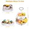 2 Tier Serving Tray Round Farmhouse Kitchen Table Tray Stand Food Fruits Cupcake Display Coffee Countertop Tray - White