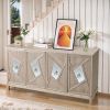 Modern 4-Door Cabinet with Mirrored Decorative Doors,for Bedroom,Living Room,Office,Easy Assembly - Wood