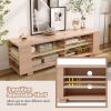 Wooden TV Stand with 8 Open Shelves for TVs up to 65 Inch Flat Screen - Natural