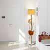 Freestanding Tall Pole Floor Lamp with Coat Rack - Gold - Style A