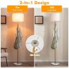 Freestanding Tall Pole Floor Lamp with Coat Rack - Gold - Style A