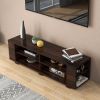 Wooden TV Stand with 8 Open Shelves for TVs up to 65 Inch Flat Screen - Walnut