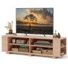 Wooden TV Stand with 8 Open Shelves for TVs up to 65 Inch Flat Screen - Natural