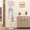 Freestanding Tall Pole Floor Lamp with Coat Rack - Gold - Style A