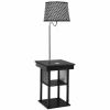 Floor Lamp Bedside Desk with USB Charging Ports Shelves - black