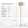 Freestanding Tall Pole Lamp with 5 Hooks and Sturdy Weighted Base - Golden