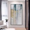 Handmade Gold Foil Abstract Oil Painting Top Selling Wall Art Modern Blue Color Picture Canvas Home Decor For Living Room No Frame - 150x220cm