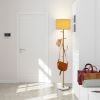 Freestanding Tall Pole Lamp with 5 Hooks and Sturdy Weighted Base - Golden