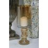 DecMode Gold Glass Handmade Turned Style Pillar Hurricane Lamp with Faux Mercury Glass Finish - DecMode