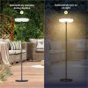 Outdoor Rattan Solar Powered Floor Lamp IP65 Waterproof LED Light for Garden Yard Terrance Patio - black