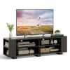 Wooden TV Stand with 8 Open Shelves for TVs up to 65 Inch Flat Screen - Black