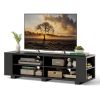 Wooden TV Stand with 8 Open Shelves for TVs up to 65 Inch Flat Screen - Black