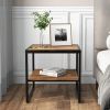 2 Pieces 2-Tier 20 Inch Square End Side Table for Living Room Bedroom - Rustic Brown