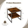 2 Pieces 2-Tier 20 Inch Square End Side Table for Living Room Bedroom - Rustic Brown