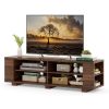 Wooden TV Stand with 8 Open Shelves for TVs up to 65 Inch Flat Screen - Walnut