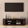 Wooden TV Stand with 8 Open Shelves for TVs up to 65 Inch Flat Screen - Walnut