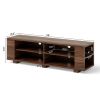 Wooden TV Stand with 8 Open Shelves for TVs up to 65 Inch Flat Screen - Walnut