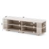 Wooden TV Stand with 8 Open Shelves for TVs up to 65 Inch Flat Screen - Light Brown