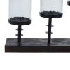 DecMode 5 Holder Brown Mango Wood Handmade Pillar Candelabra with Wood Base - DecMode