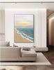 Hand painted oil painting sunrise seascape sailboat home decoration wall art canvas hanging painting - 60x90cm