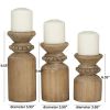 DecMode 3 Candle Brown Wood Candle Holder, Set of 3 - DecMode