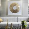 Large Original Hand Painted Abstract Modern Golden Oil Paintings On Canvas Wall Art Entryway Living Room Home Decor No Frame - 70x70cm